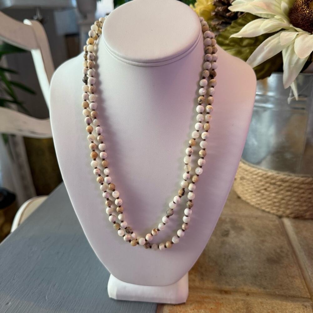 Chan Luu 925 Sterling Silver Stone Beads Long Necklace